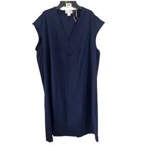 Holly & Whyte Lindex Midi Sheath Dress Women's Size XL Navy Sleeveless V-Neck